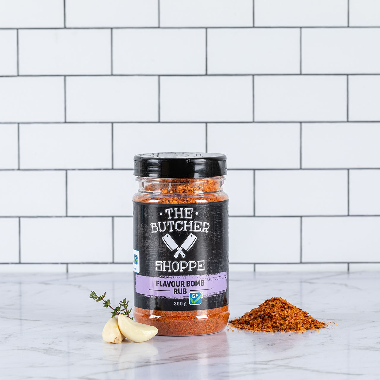 Dry rub product. Neutral scene.